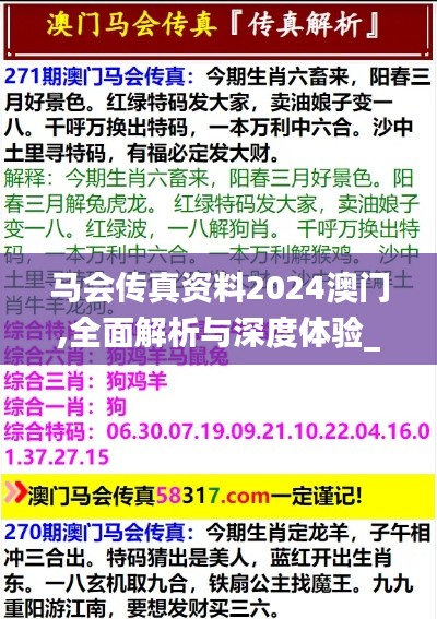 马会传真资料2024澳门,全面解析与深度体验_4K88.586-2