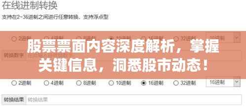 股票票面内容深度解析，掌握关键信息，洞悉股市动态！