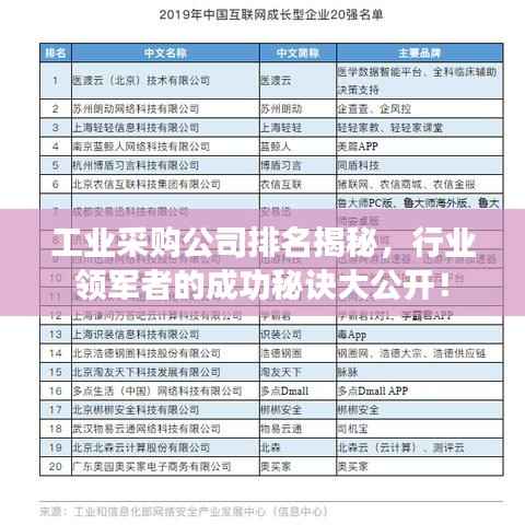 工业采购公司排名揭秘,行业领军者的成功秘诀大公开!